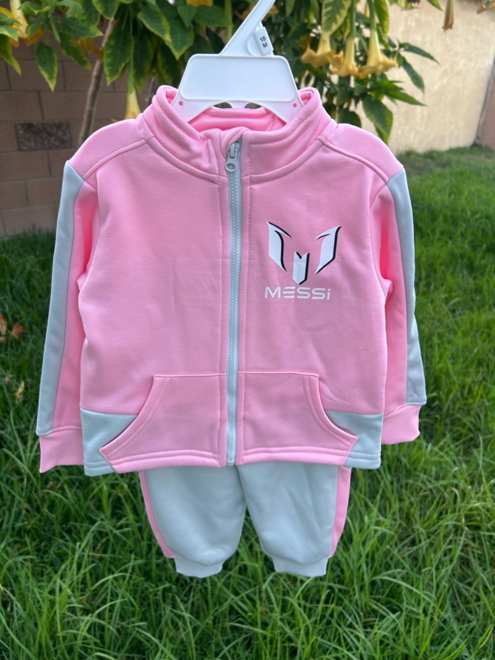MESSi Kids Pink & Light Gray Athletic Matching Set